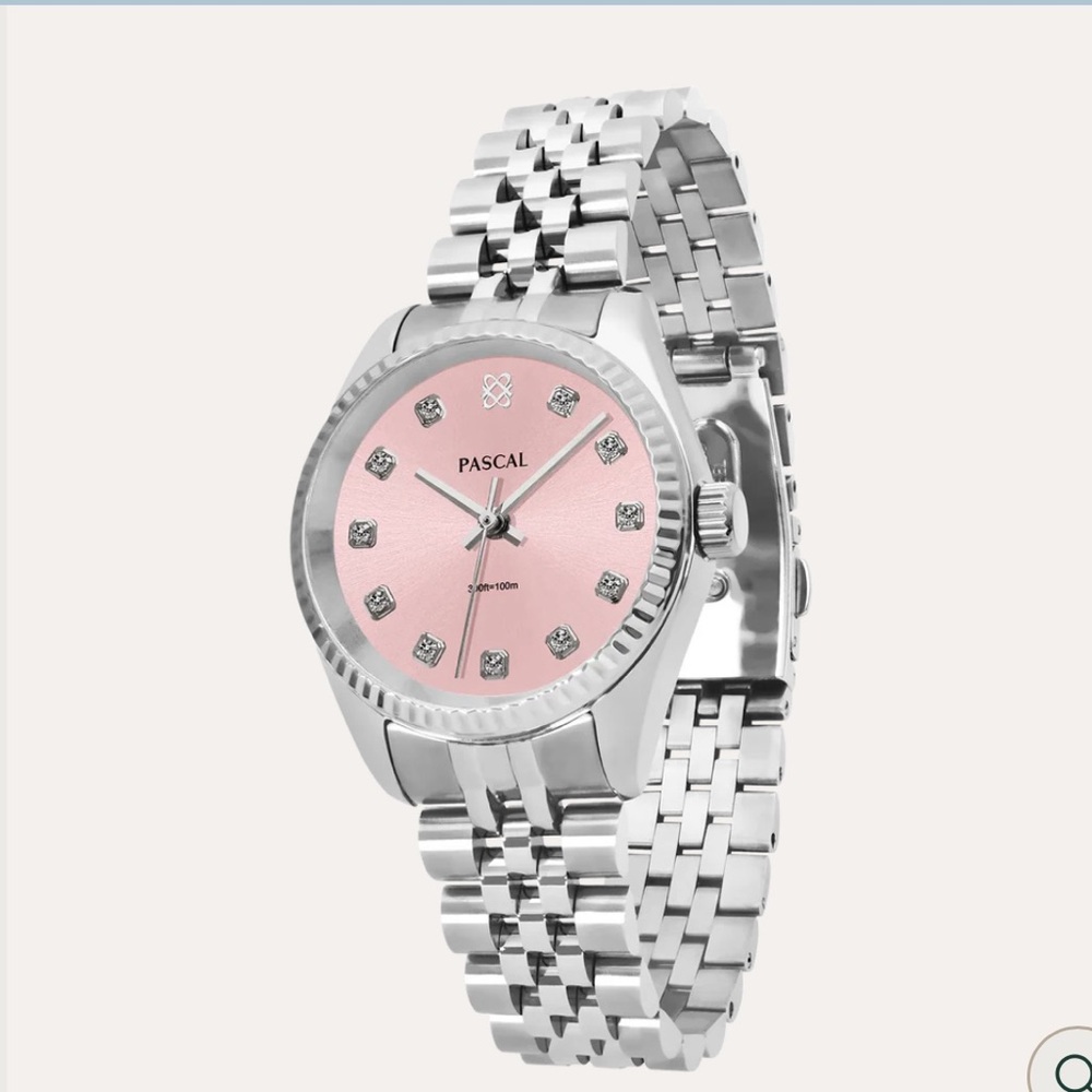 BRAND NEW ~ Stainless Steel Silver and Pink Women's Watch